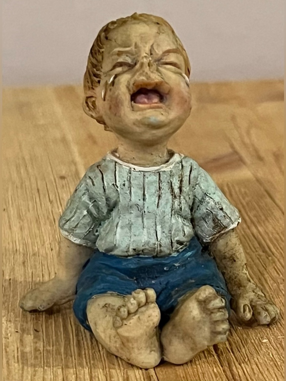Cast Art Crying Boy Figurine 2 1/2”